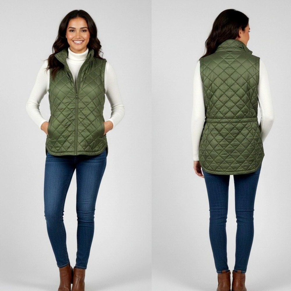 Athleta Olive Quilted Vest